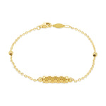 9ct Yellow Gold Mirror Bead Station Bracelet