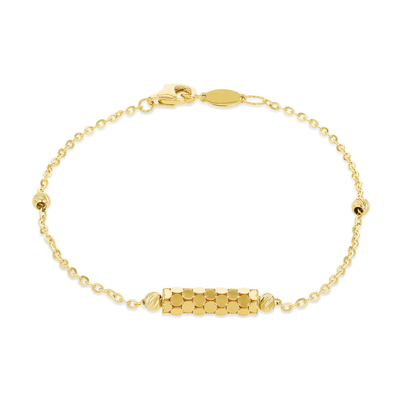 9ct Yellow Gold Mirror Bead Station Bracelet