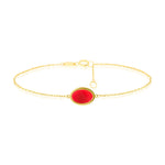 9ct Yellow Gold Natural Carnelian Oval Bracelet