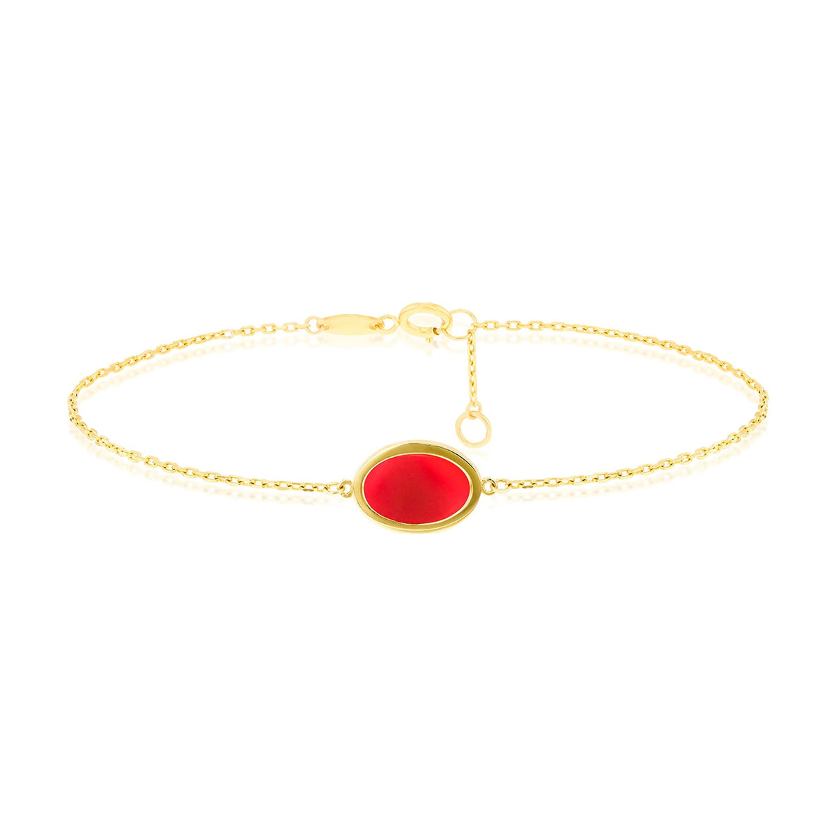 9ct Yellow Gold Natural Carnelian Oval Bracelet