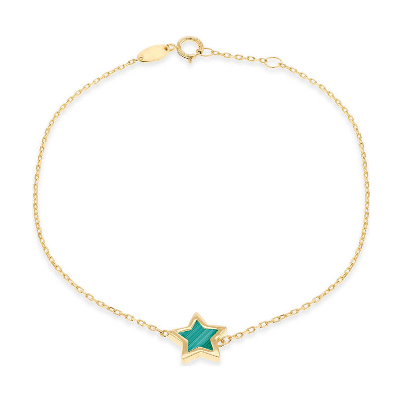 9ct Yellow Gold Natural Malachite Star Bracelet