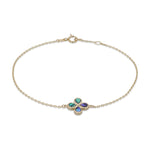 9ct Yellow Gold Natural Paua Shell Clover Bracelet