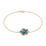 9ct Yellow Gold Natural Paua Shell Flower Bracelet