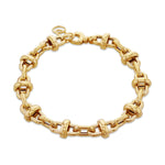 9ct Yellow Gold Oval Link Bracelet with Rings — 9.3mm