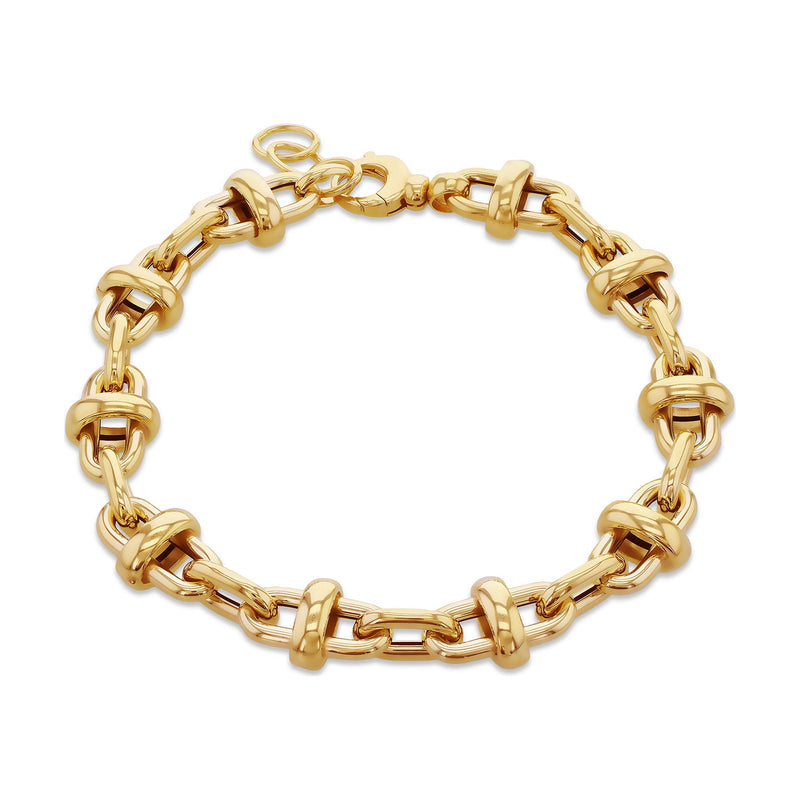 9ct Yellow Gold Oval Link Bracelet with Rings — 9.3mm