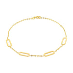 9ct Yellow Gold Paperclip Station Bracelet