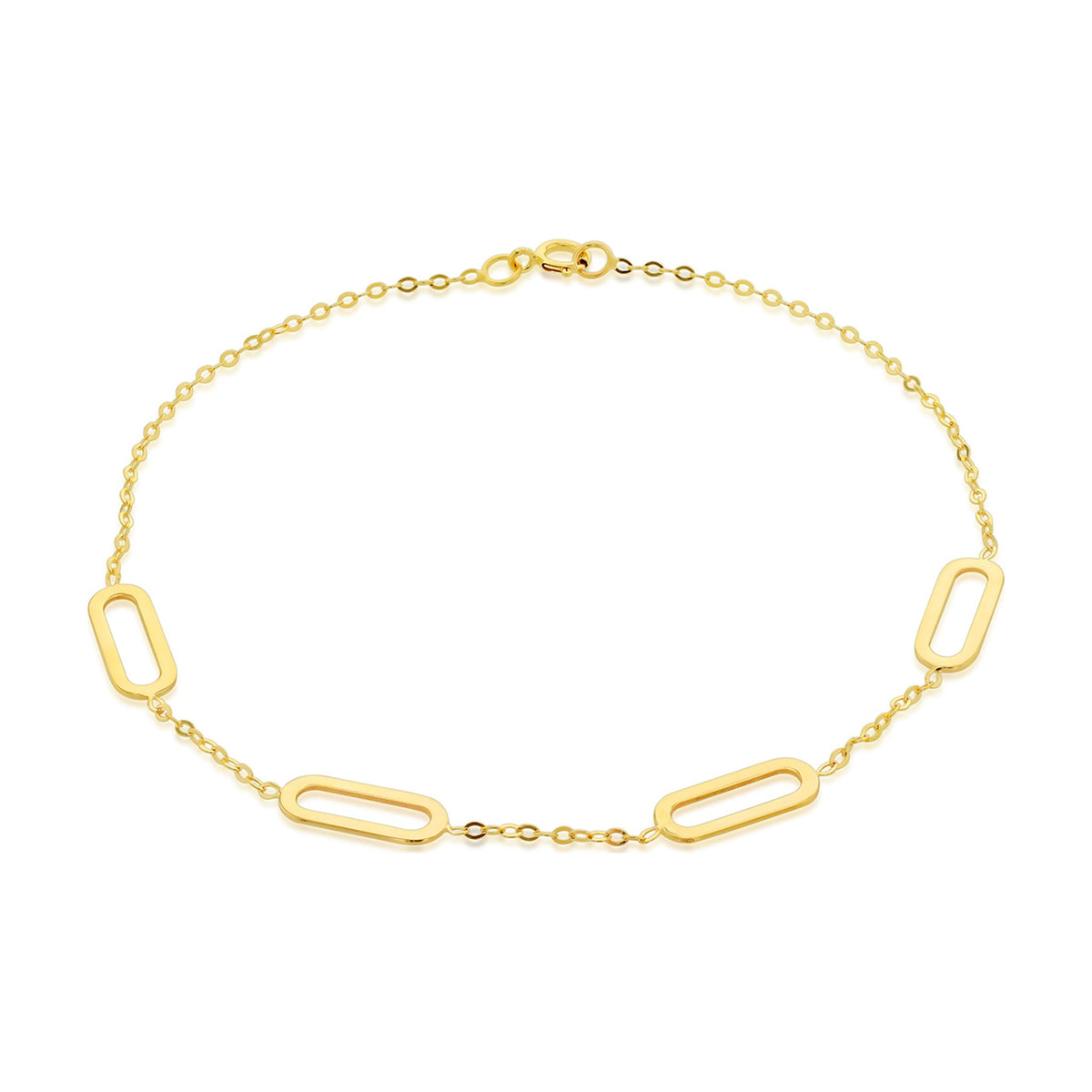 9ct Yellow Gold Paperclip Station Bracelet