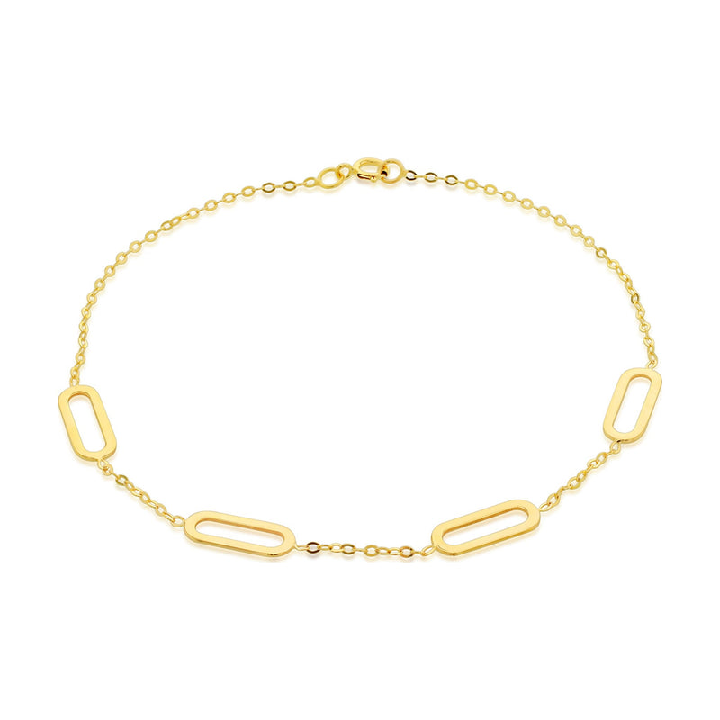 9ct Yellow Gold Paperclip Station Bracelet