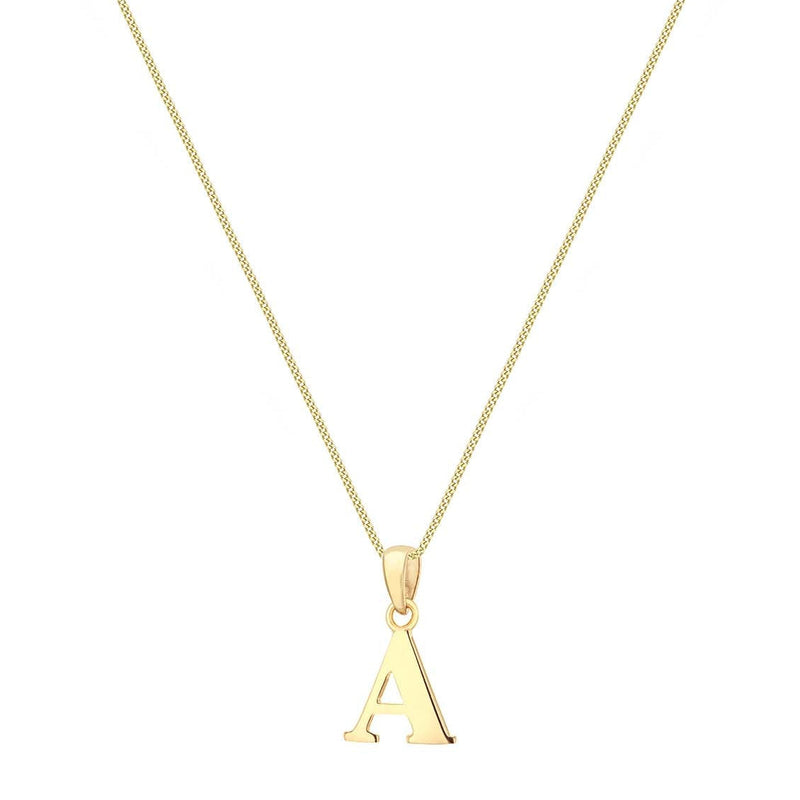 9ct Yellow Gold Serif Initial A Pendant