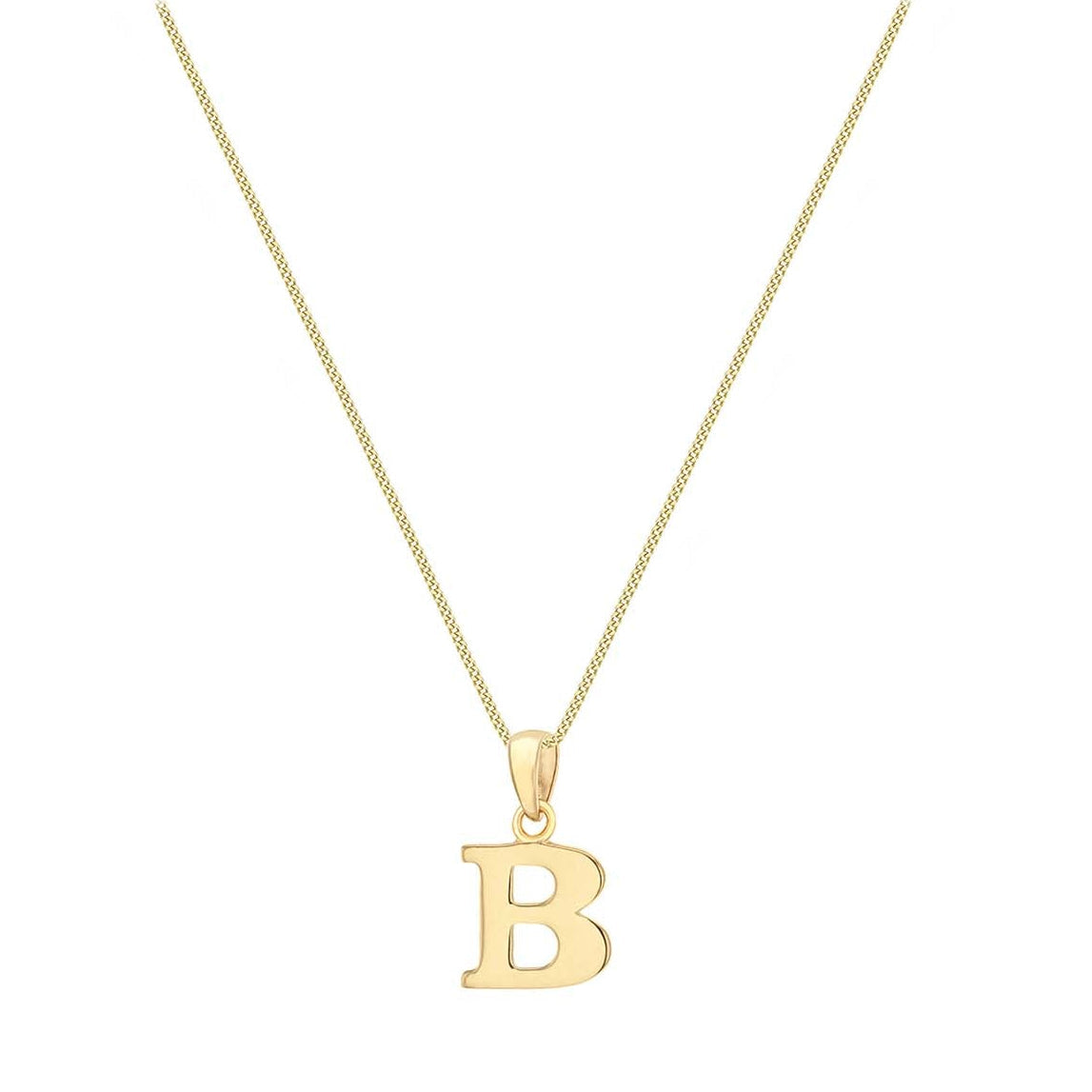 9ct Yellow Gold Serif Initial B Pendant