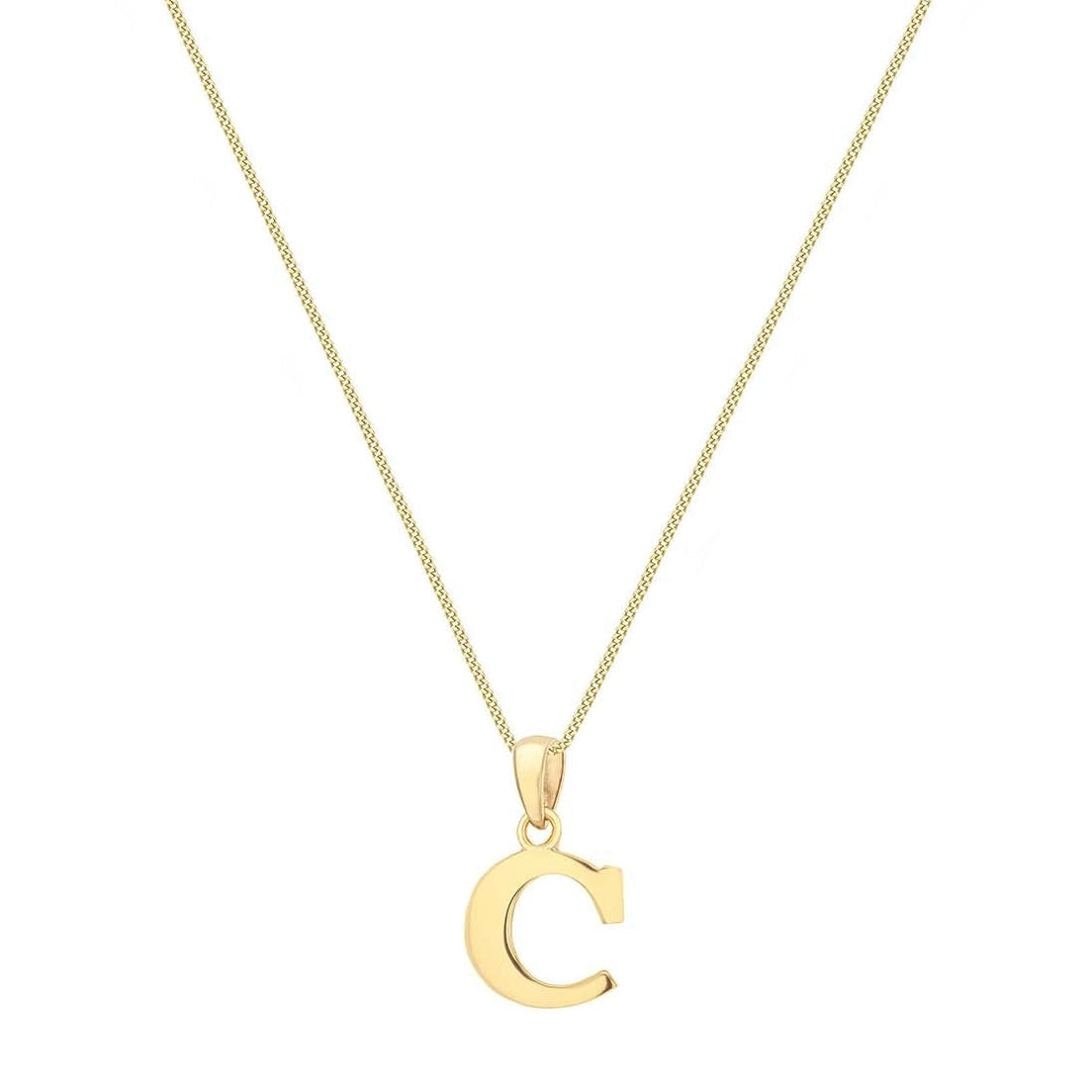9ct Yellow Gold Serif Initial C Pendant
