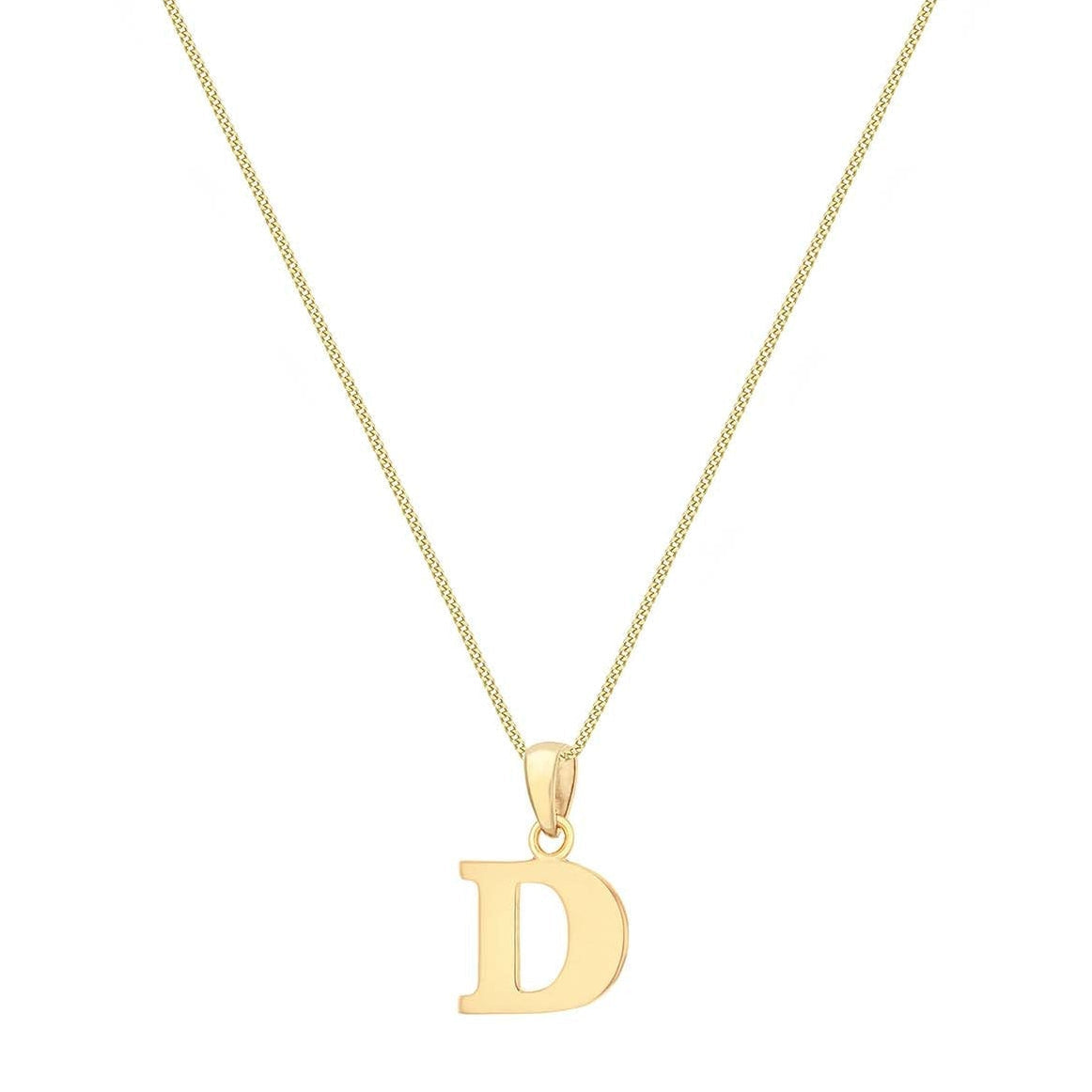 9ct Yellow Gold Serif Initial D Pendant