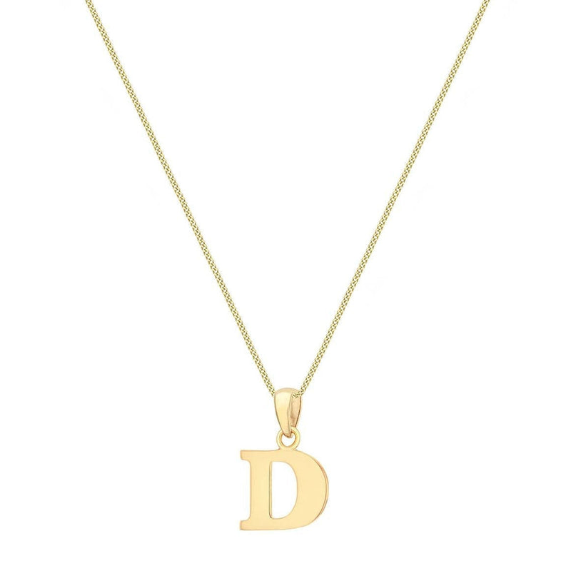 9ct Yellow Gold Serif Initial D Pendant