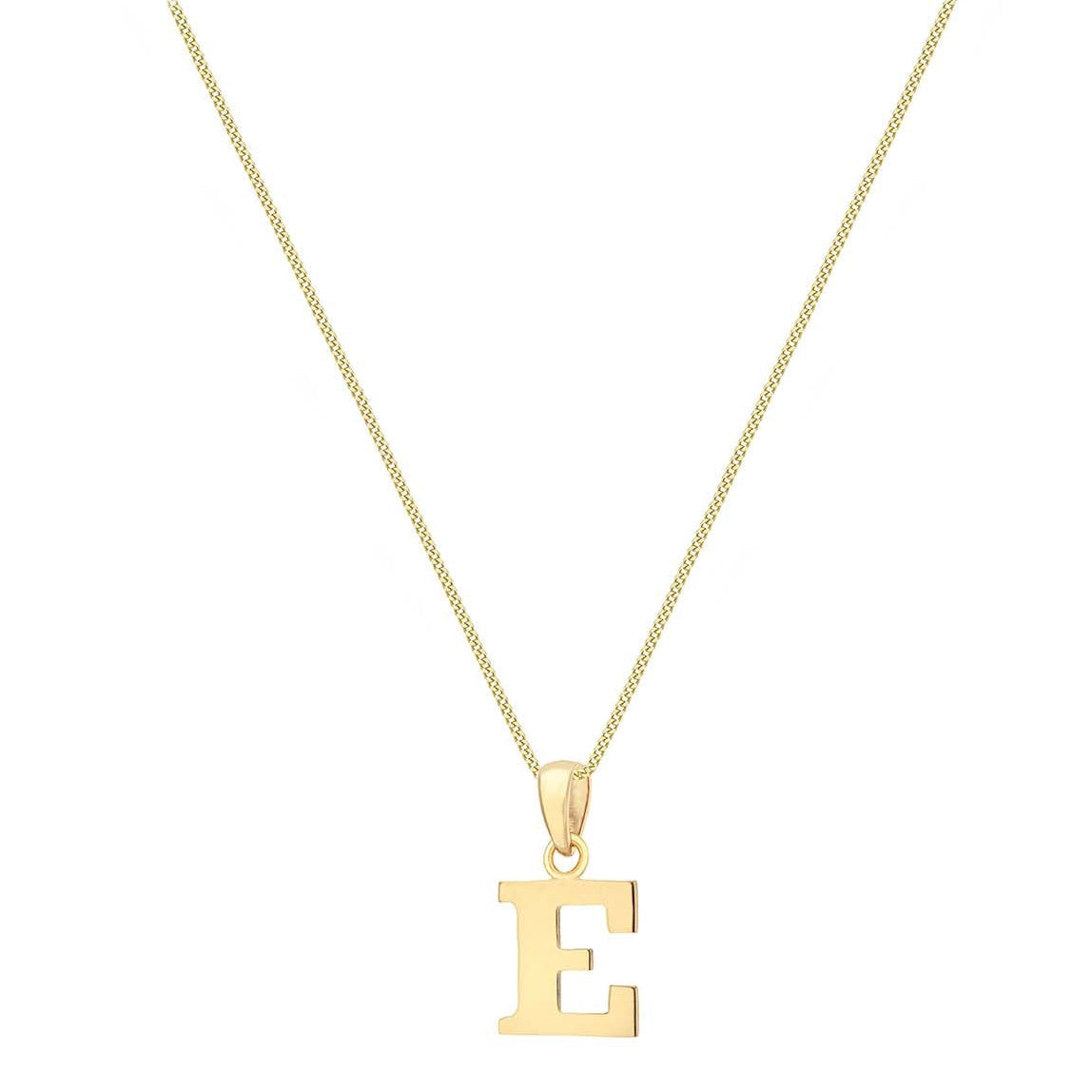 9ct Yellow Gold Serif Initial E Pendant