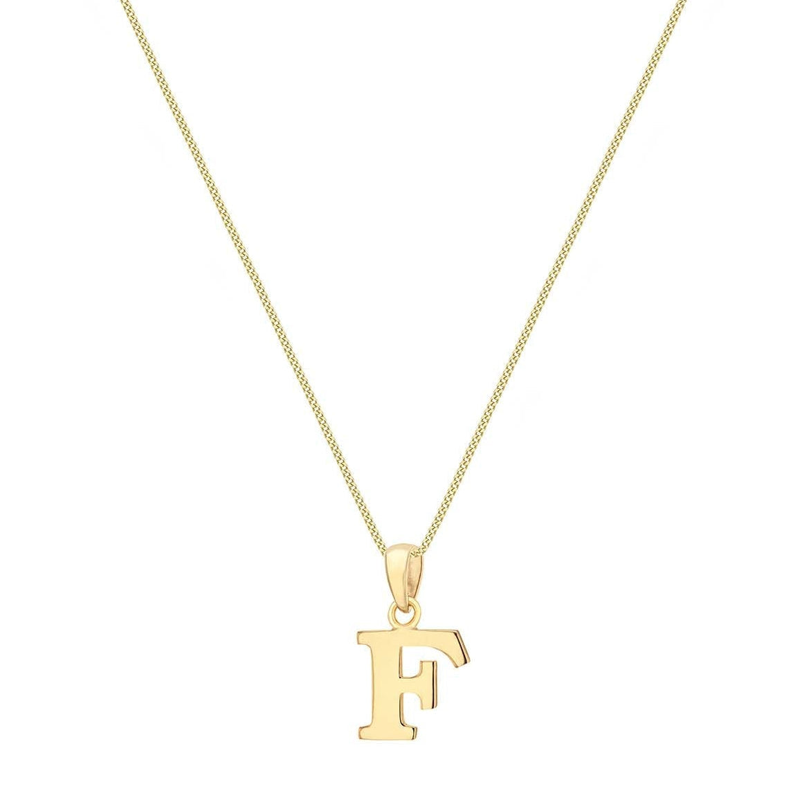 9ct Yellow Gold Serif Initial F Pendant