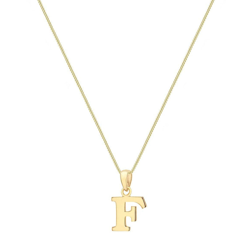 9ct Yellow Gold Serif Initial F Pendant