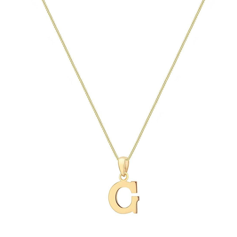 9ct Yellow Gold Serif Initial G Pendant