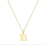 9ct Yellow Gold Serif Initial H Pendant