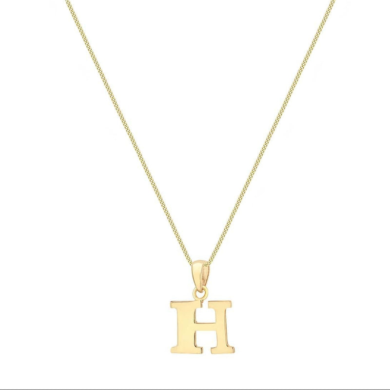 9ct Yellow Gold Serif Initial H Pendant