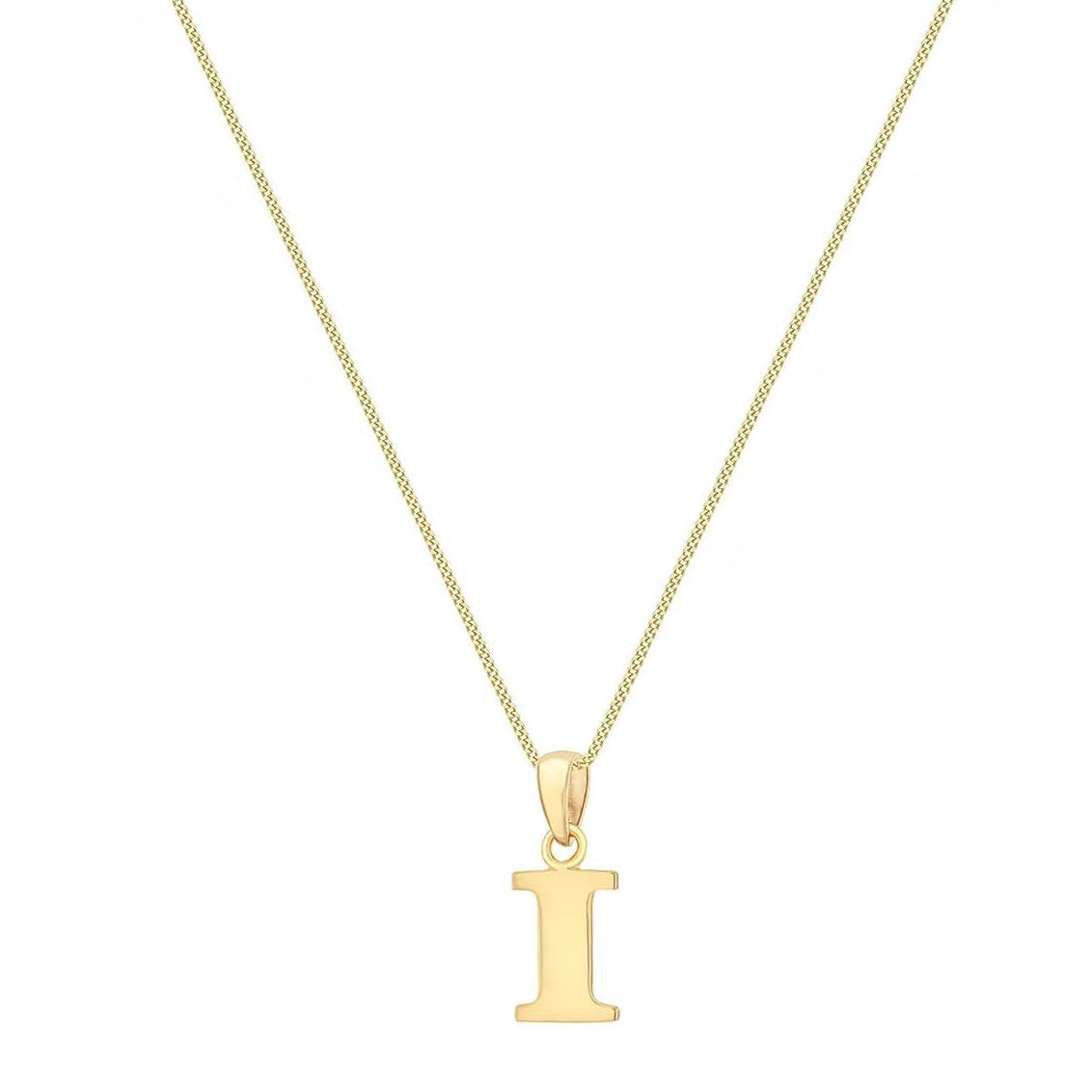 9ct Yellow Gold Serif Initial I Pendant