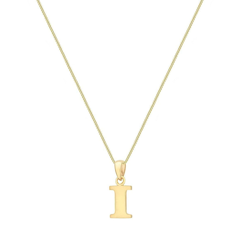 9ct Yellow Gold Serif Initial I Pendant