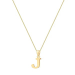 9ct Yellow Gold Serif Initial J Pendant
