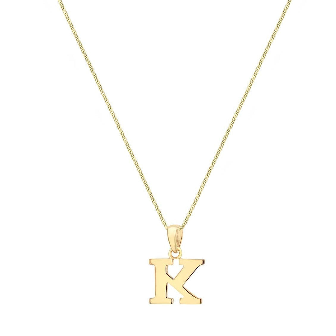 9ct Yellow Gold Serif Initial K Pendant