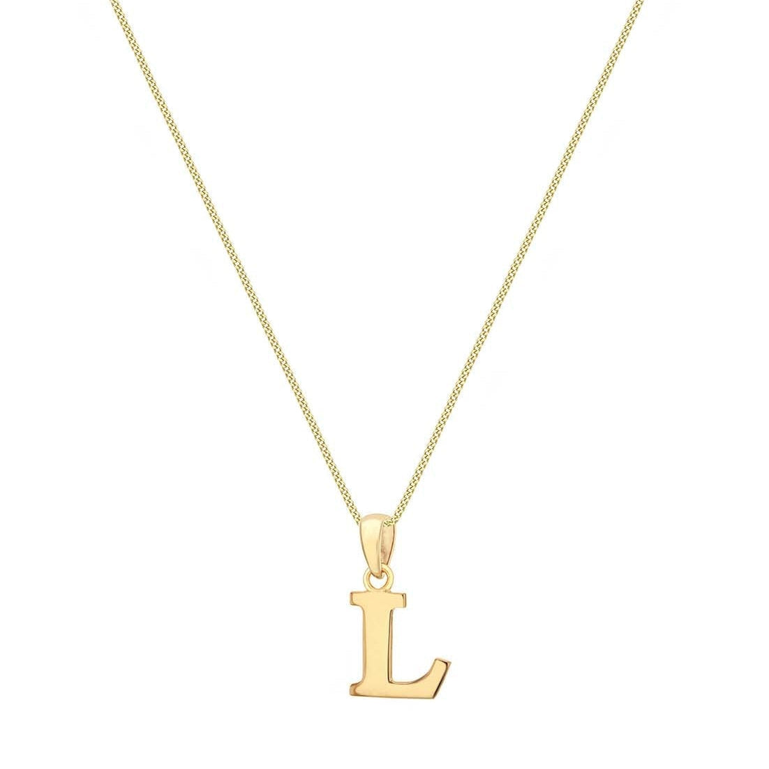 9ct Yellow Gold Serif Initial L Pendant