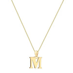 9ct Yellow Gold Serif Initial M Pendant