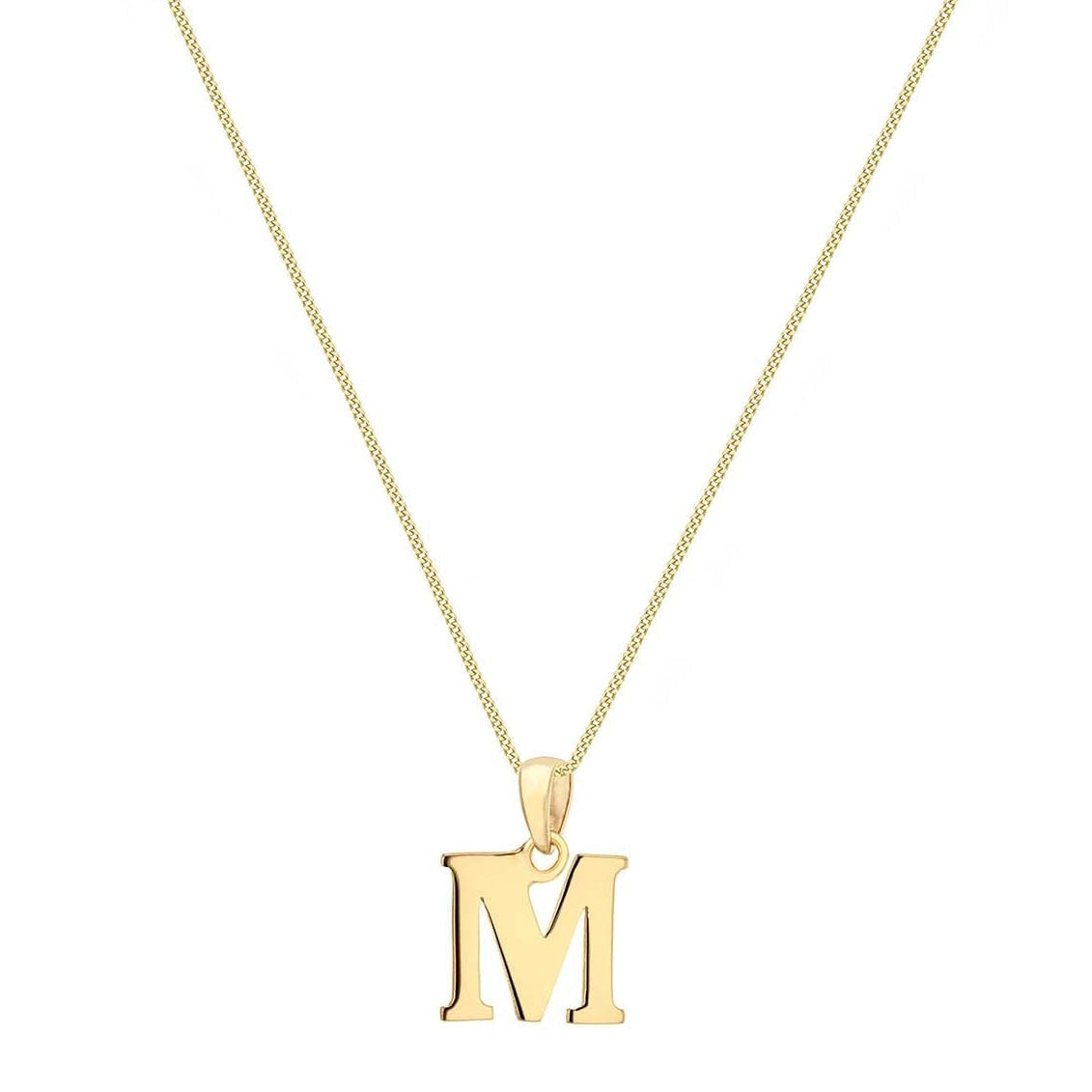 9ct Yellow Gold Serif Initial M Pendant
