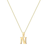 9ct Yellow Gold Serif Initial N Pendant