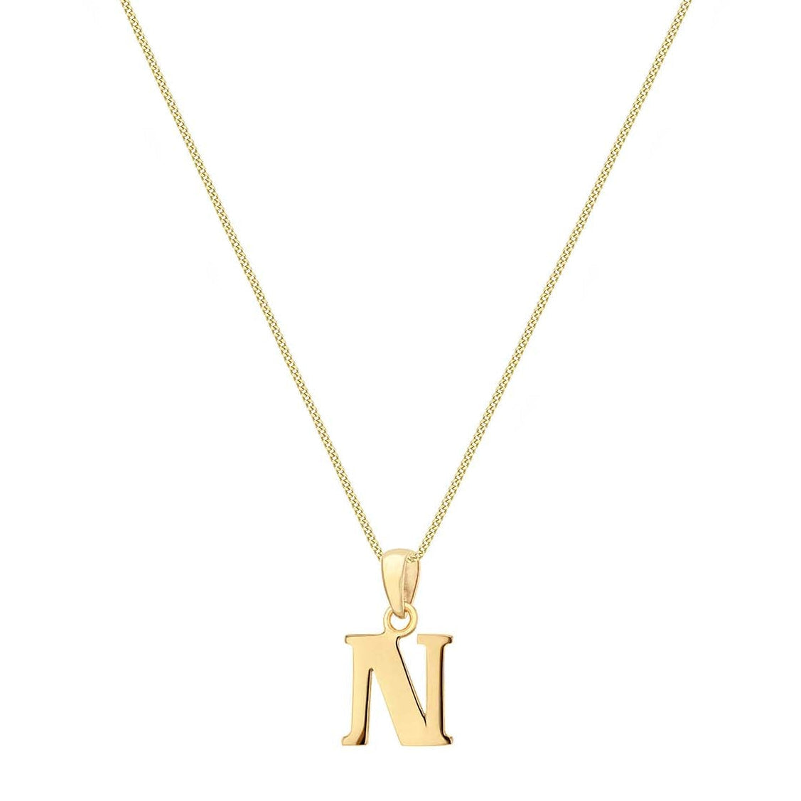 9ct Yellow Gold Serif Initial N Pendant