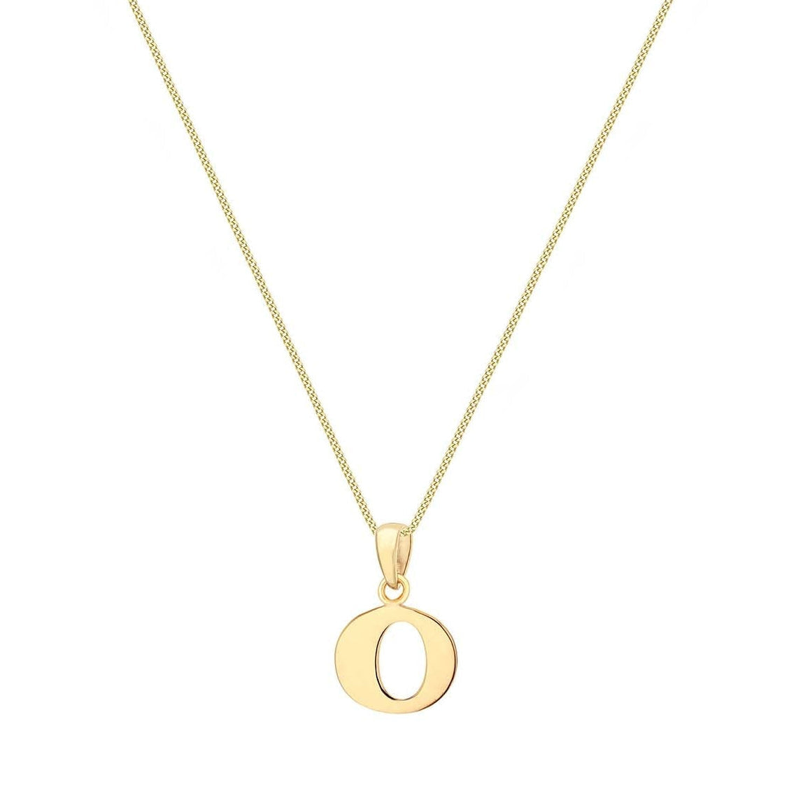9ct Yellow Gold Serif Initial O Pendant
