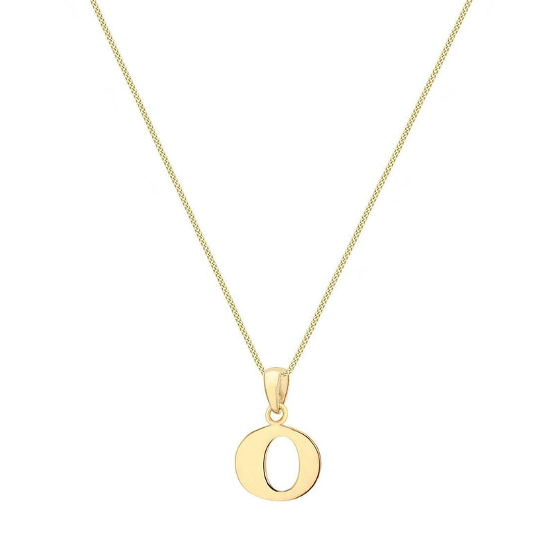 9ct Yellow Gold Serif Initial O Pendant