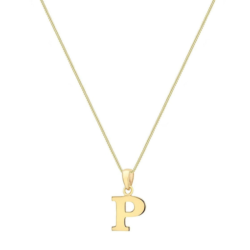 9ct Yellow Gold Serif Initial P Pendant