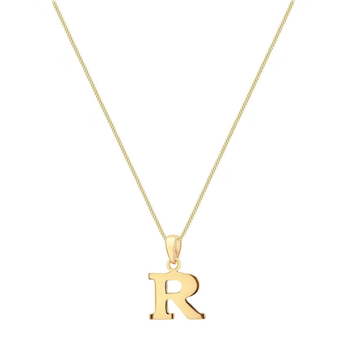 9ct Yellow Gold Serif Initial R Pendant