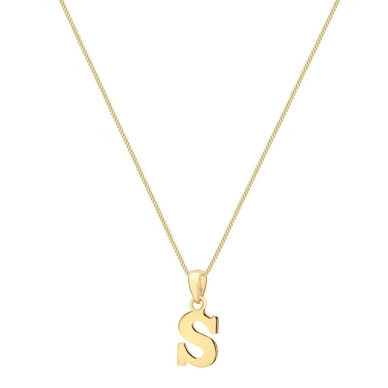 9ct Yellow Gold Serif Initial S Pendant