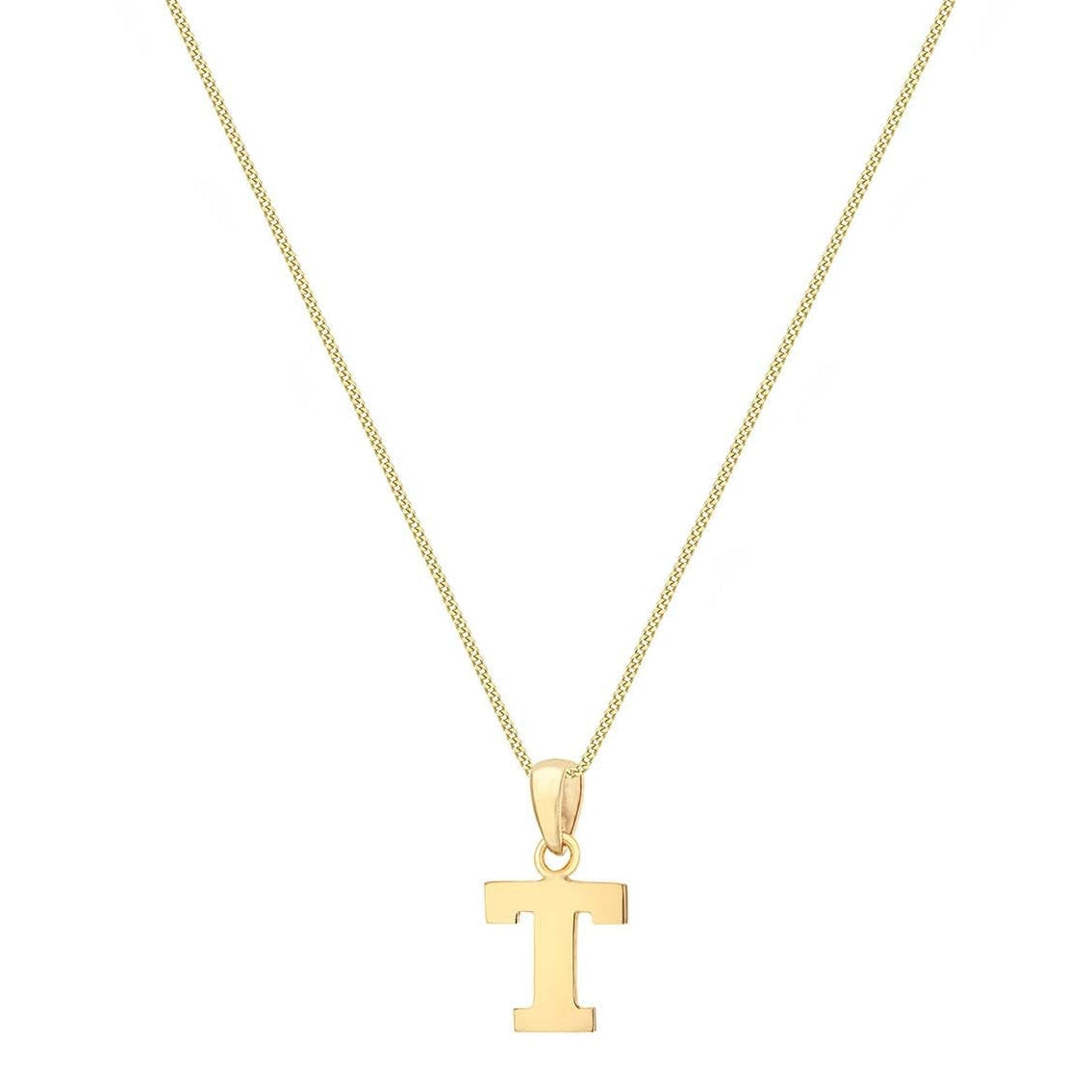 9ct Yellow Gold Serif Initial T Pendant