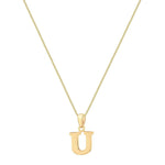 9ct Yellow Gold Serif Initial U Pendant
