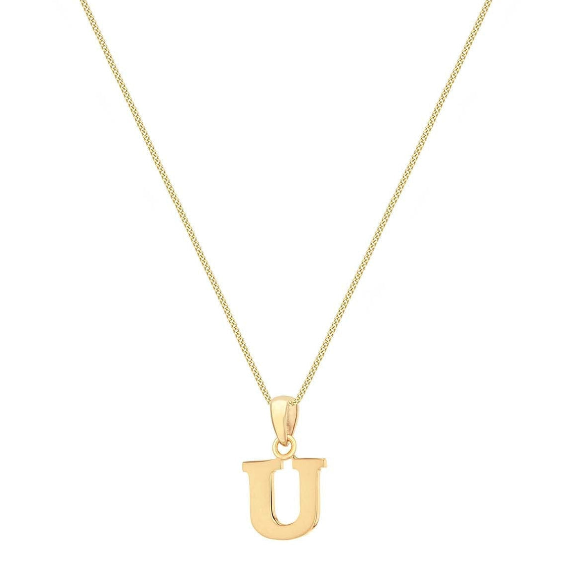 9ct Yellow Gold Serif Initial U Pendant