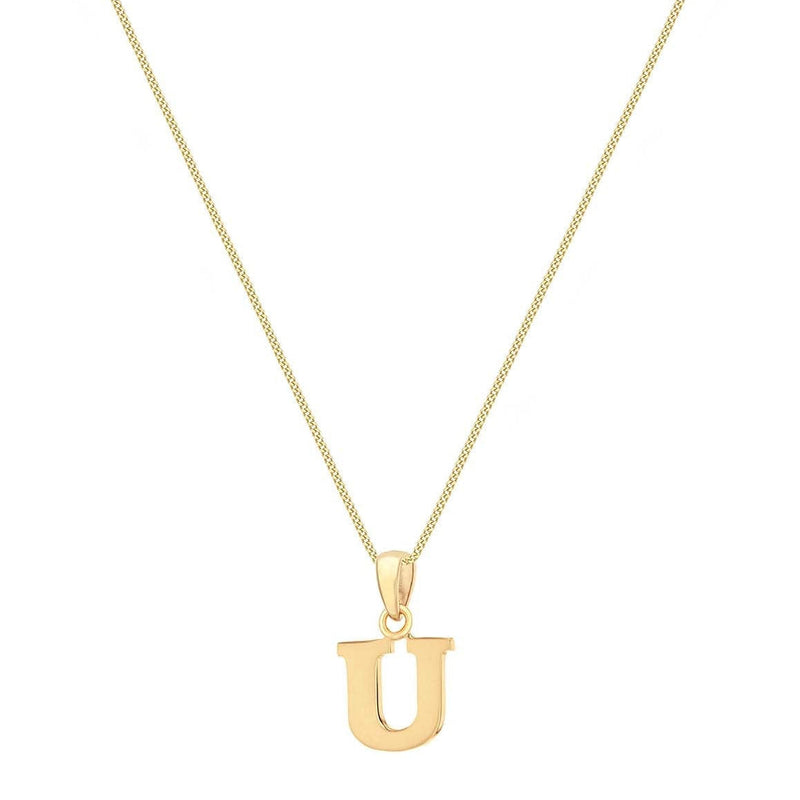 9ct Yellow Gold Serif Initial U Pendant