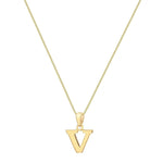 9ct Yellow Gold Serif Initial V Pendant