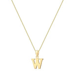 9ct Yellow Gold Serif Initial W Pendant