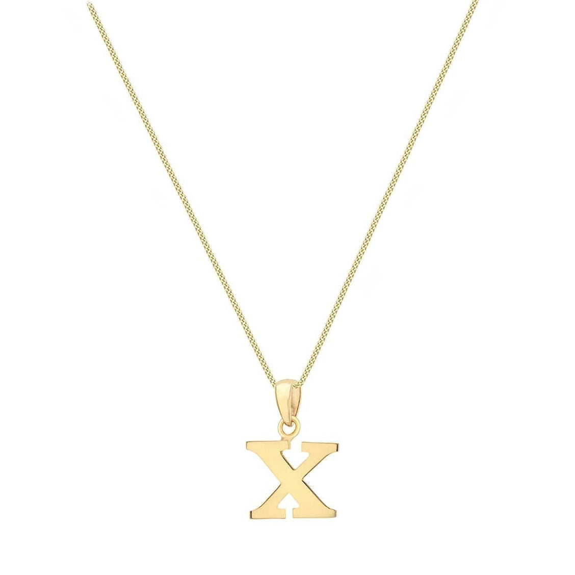 9ct Yellow Gold Serif Initial X Pendant