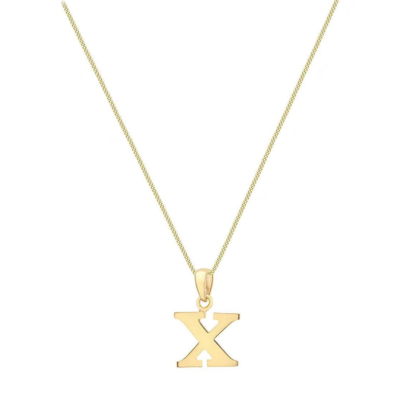 9ct Yellow Gold Serif Initial X Pendant