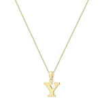 9ct Yellow Gold Serif Initial Y Pendant