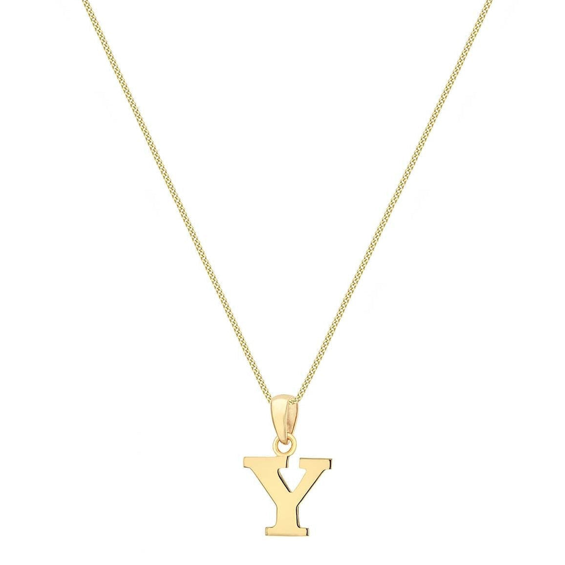 9ct Yellow Gold Serif Initial Y Pendant