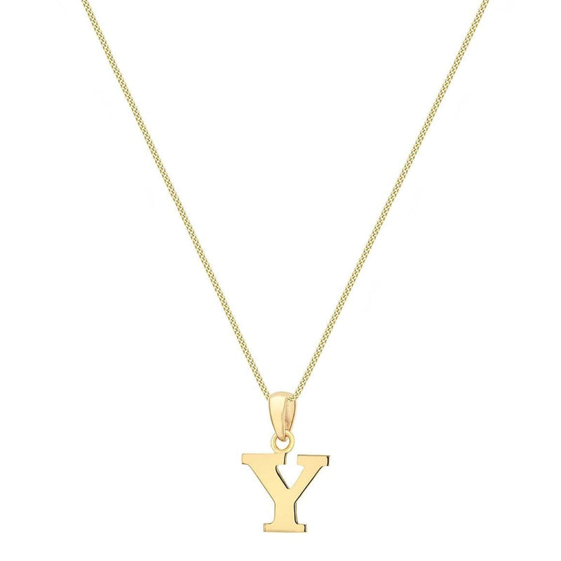 9ct Yellow Gold Serif Initial Y Pendant
