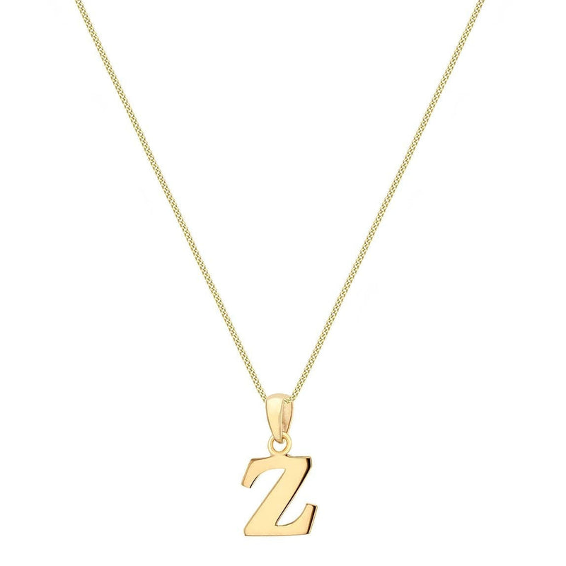 9ct Yellow Gold Serif Initial Z Pendant
