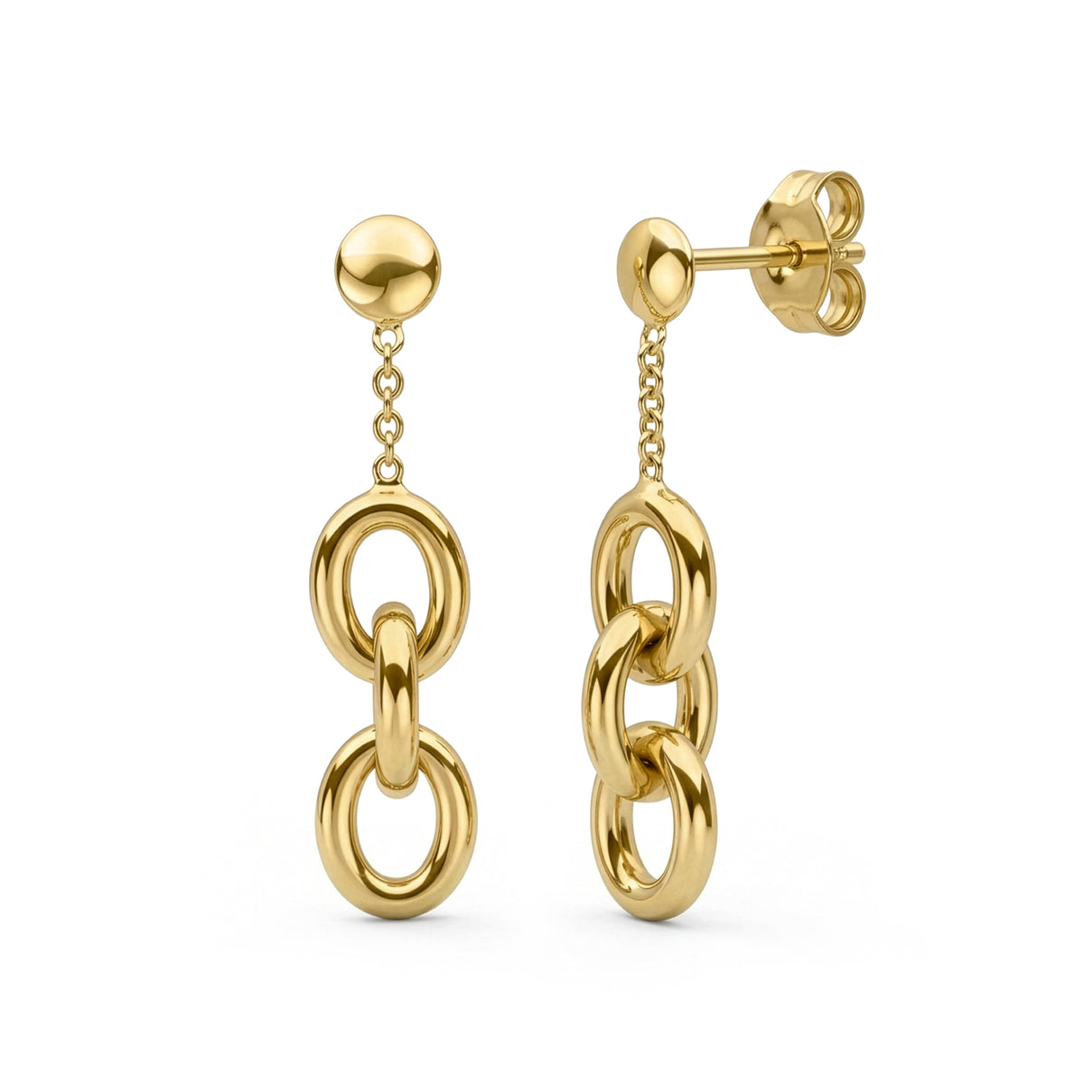 9ct Yellow Gold Polished Oval Link Drop Earrings